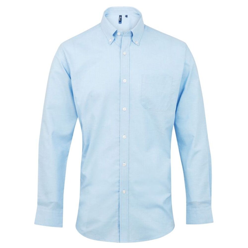 Premier Mens Signature Oxford Long Sleeve Work Shirt / Light Blue